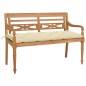 vidaXL Batavia-Gartenbank mit Cremeweißer Auflage 150 cm Massivholz Teak vidaXL Batavia-Gartenbank mit Cremeweißer Auflage 150 cm Massivholz Teak