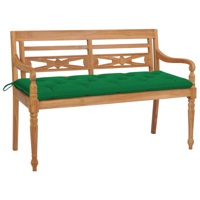vidaXL Batavia-Gartenbank mit Grüner Auflage 150 cm Massivholz Teak vidaXL Batavia-Gartenbank mit Grüner Auflage 150 cm Massivholz Teak