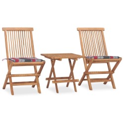 vidaXL 3-tlg. Garten-Essgruppe mit Kissen Klappbar Massivholz Teak