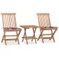 vidaXL 3-tlg. Garten-Essgruppe mit Kissen Klappbar Massivholz Teak