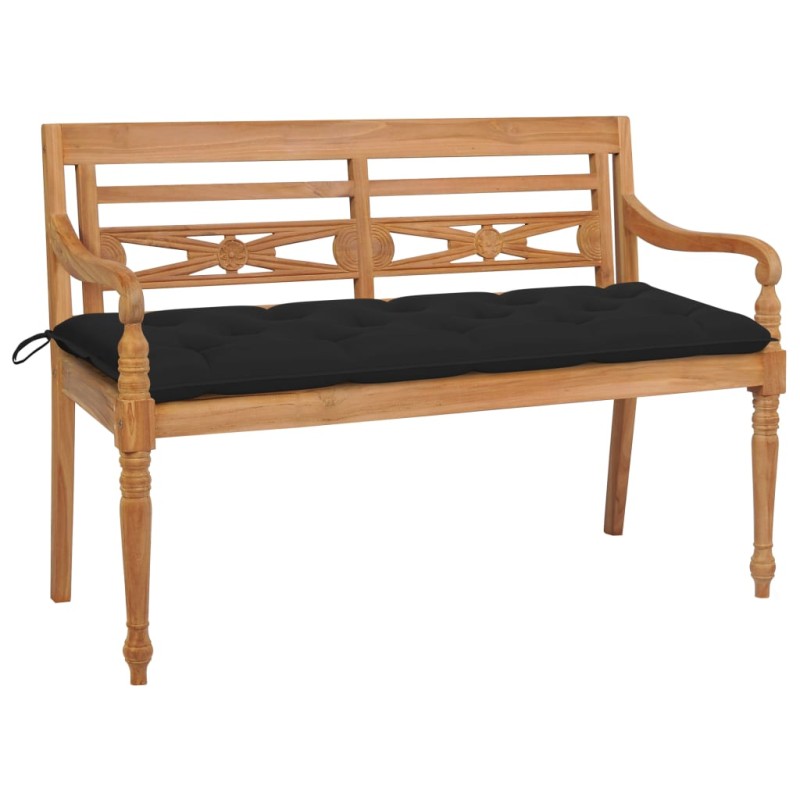 vidaXL Batavia-Gartenbank mit Schwarzer Auflage 150 cm Massivholz Teak vidaXL Batavia-Gartenbank mit Schwarzer Auflage 150 cm Massivholz Teak