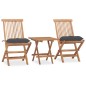 vidaXL 3-tlg. Garten-Essgruppe mit Kissen Klappbar Massivholz Teak vidaXL 3-tlg. Garten-Essgruppe mit Kissen Klappbar Massivholz Teak