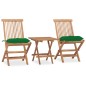 vidaXL 3-tlg. Garten-Essgruppe mit Kissen Klappbar Massivholz Teak vidaXL 3-tlg. Garten-Essgruppe mit Kissen Klappbar Massivholz Teak