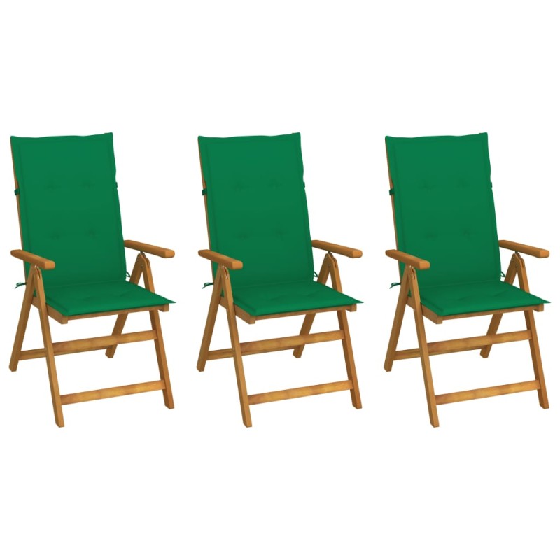 vidaXL Klappbare Gartenstühle 3 Stk. mit Auflagen Massivholz Akazie vidaXL Klappbare Gartenstühle 3 Stk. mit Auflagen Massivholz Akazie