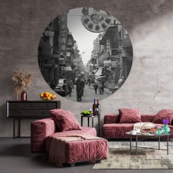 WallArt Fototapete Hong Kong the Old Days Rund 142,5 cm