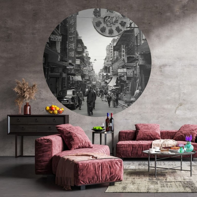 WallArt Fototapete Hong Kong the Old Days Rund 142,5 cm WallArt Fototapete Hong Kong the Old Days Rund 142,5 cm