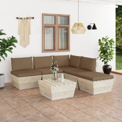 vidaXL 6-tlg. Garten-Sofagarnitur aus Paletten mit Kissen Fichtenholz