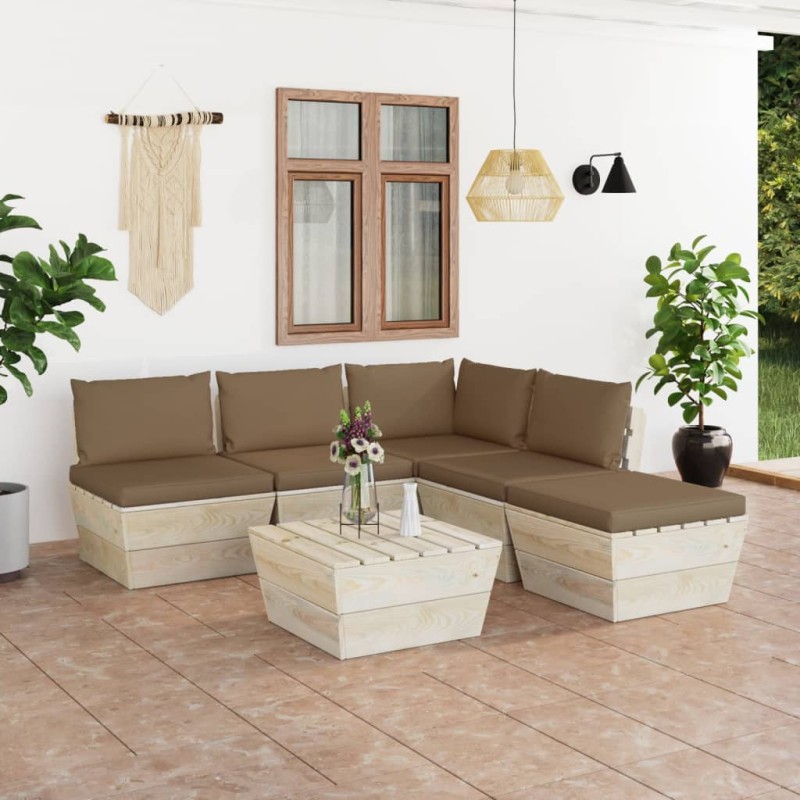 vidaXL 6-tlg. Garten-Sofagarnitur aus Paletten mit Kissen Fichtenholz vidaXL 6-tlg. Garten-Sofagarnitur aus Paletten mit Kissen Fichtenholz