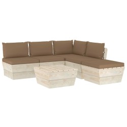 vidaXL 6-tlg. Garten-Sofagarnitur aus Paletten mit Kissen Fichtenholz