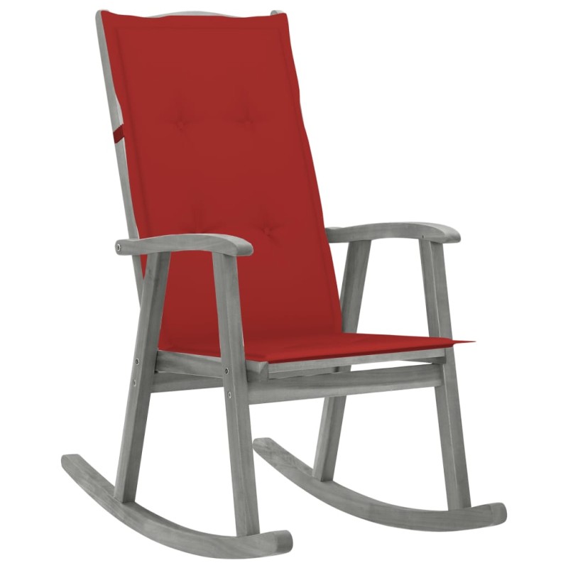 vidaXL Schaukelstuhl mit Auflage Grau Massivholz Akazie vidaXL Schaukelstuhl mit Auflage Grau Massivholz Akazie