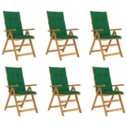 vidaXL Klappbare Gartenstühle 6 Stk. mit Auflagen Massivholz Akazie