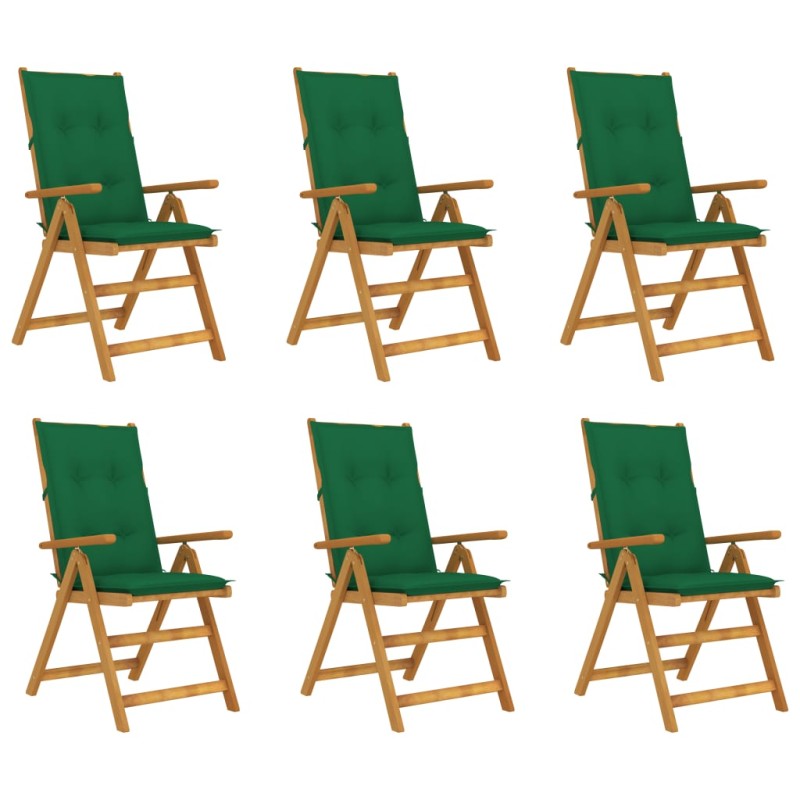 vidaXL Klappbare Gartenstühle 6 Stk. mit Auflagen Massivholz Akazie vidaXL Klappbare Gartenstühle 6 Stk. mit Auflagen Massivholz Akazie
