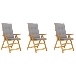 vidaXL Klappbare Gartenstühle 3 Stk. mit Auflagen Massivholz Akazie