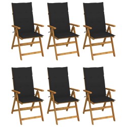 vidaXL Klappbare Gartenstühle 6 Stk. mit Auflagen Massivholz Akazie