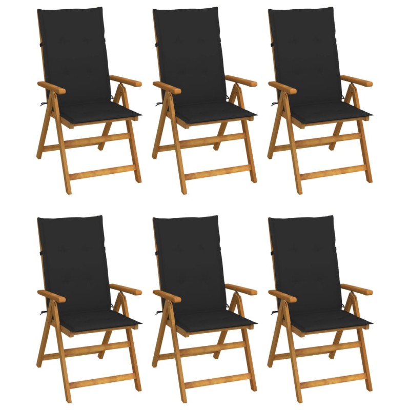 vidaXL Klappbare Gartenstühle 6 Stk. mit Auflagen Massivholz Akazie vidaXL Klappbare Gartenstühle 6 Stk. mit Auflagen Massivholz Akazie