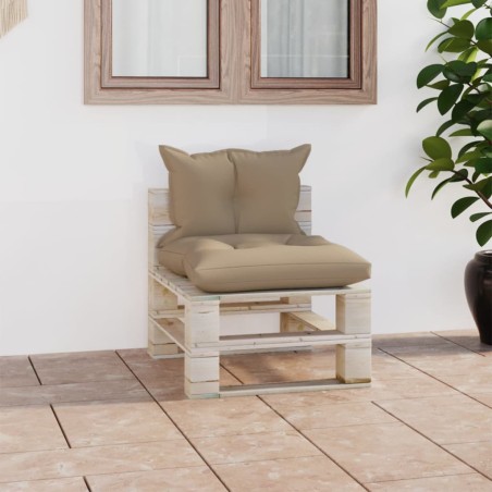 vidaXL Garten-Mittelsofa aus Paletten mit Kissen Kiefernholz