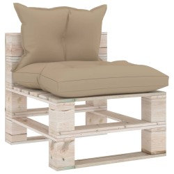 vidaXL Garten-Mittelsofa aus Paletten mit Kissen Kiefernholz