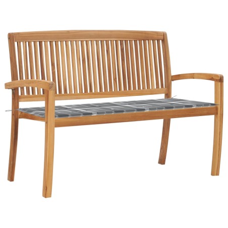 vidaXL Stapelbare Gartenbank mit Auflage 128,5 cm Massivholz Teak