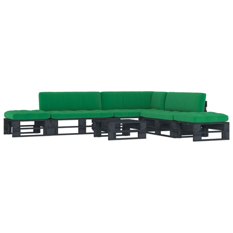 vidaXL 6-tlg. Paletten-Lounge-Set Schwarz Imprägniertes Kiefernholz vidaXL 6-tlg. Paletten-Lounge-Set Schwarz Imprägniertes Kiefernholz