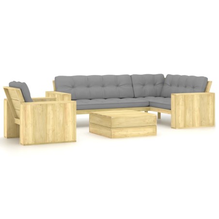 vidaXL 3-tlg. Garten-Lounge-Set mit Kissen Kiefernholz Imprägniert 
