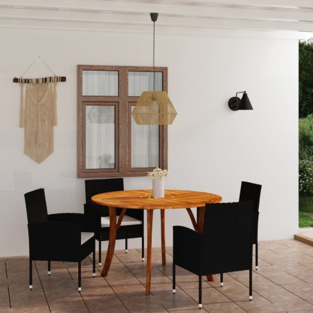 vidaXL 5-tlg. Garten-Essgruppe Schwarz