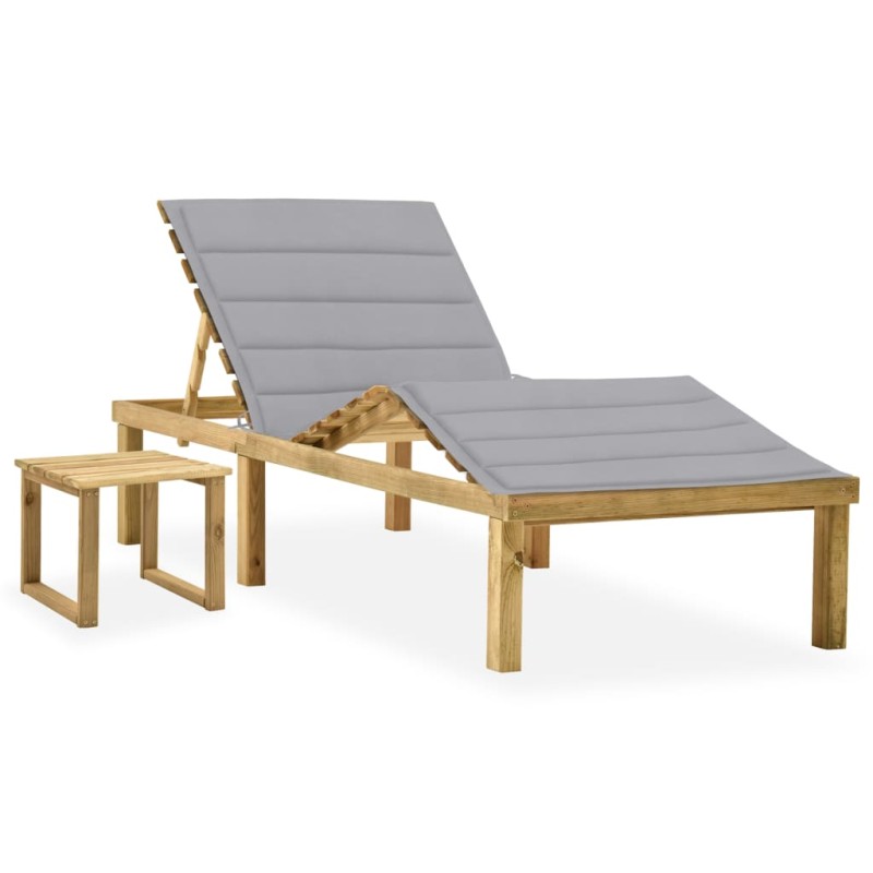 vidaXL Garten-Sonnenliege mit Tisch und Auflage Kiefer Imprägniert vidaXL Garten-Sonnenliege mit Tisch und Auflage Kiefer Imprägniert