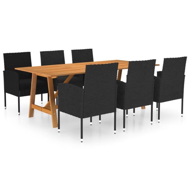 vidaXL 7-tlg. Garten-Essgruppe Schwarz vidaXL 7-tlg. Garten-Essgruppe Schwarz