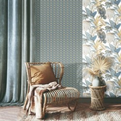 Topchic Tapete Big Leaves Blau und Beige