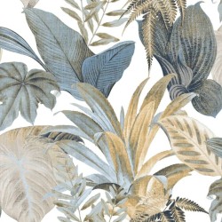 Topchic Tapete Big Leaves Blau und Beige