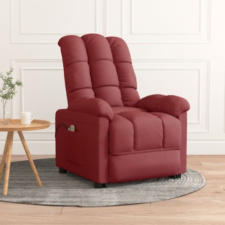 vidaXL Massagesessel Elektrisch Weinrot Stoff