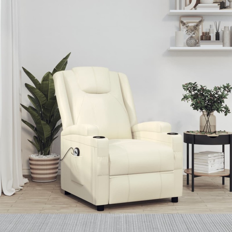 vidaXL Relaxsessel Elektrisch Cremeweiß Kunstleder vidaXL Relaxsessel Elektrisch Cremeweiß Kunstleder