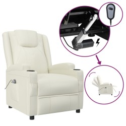 vidaXL Relaxsessel Elektrisch Cremeweiß Kunstleder