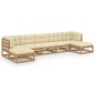 vidaXL 7-tlg Garten-Lounge-Set mit Kissen Honigbraun Massivholz Kiefer vidaXL 7-tlg Garten-Lounge-Set mit Kissen Honigbraun Massivholz Kiefer