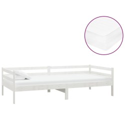 vidaXL Tagesbett mit Matratze 90x200 cm Weiß Kiefer Massivholz