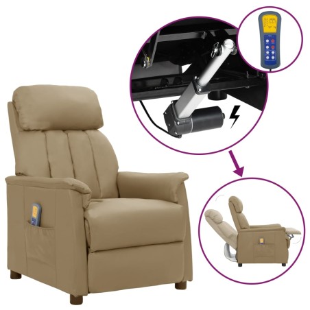 vidaXL Massagesessel mit Aufstehhilfe Cappuccino-Braun Kunstleder