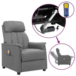 vidaXL Massagesessel mit Aufstehhilfe Grau Kunstleder