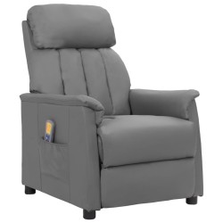 vidaXL Massagesessel mit Aufstehhilfe Grau Kunstleder