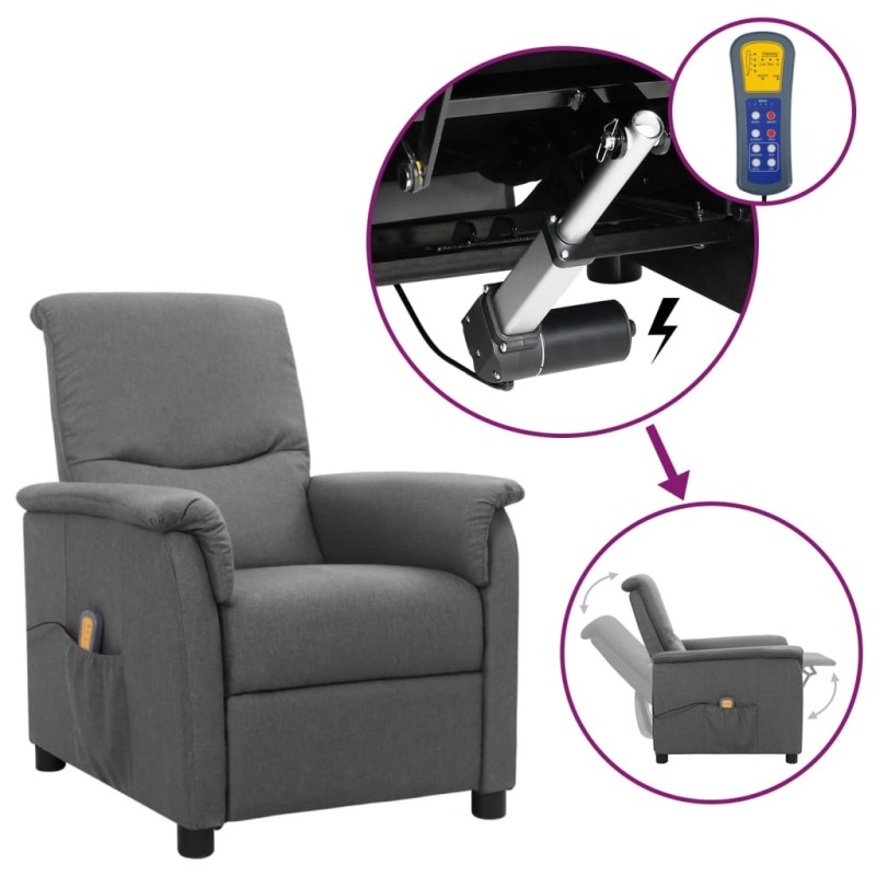 vidaXL Massagesessel mit Aufstehhilfe Hellgrau Stoff vidaXL Massagesessel mit Aufstehhilfe Hellgrau Stoff