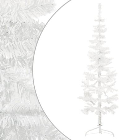 vidaXL Künstlicher Halb-Weihnachtsbaum mit Ständer Schlank Weiß 120 cm