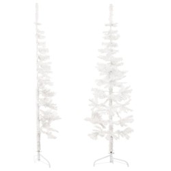 vidaXL Künstlicher Halb-Weihnachtsbaum mit Ständer Schlank Weiß 120 cm