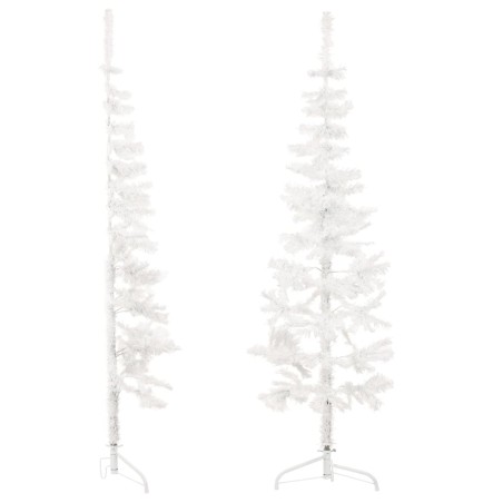 vidaXL Künstlicher Halb-Weihnachtsbaum mit Ständer Schlank Weiß 120 cm