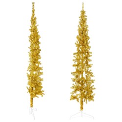 vidaXL Künstlicher Halb-Weihnachtsbaum mit Ständer Schlank Gold 240 cm