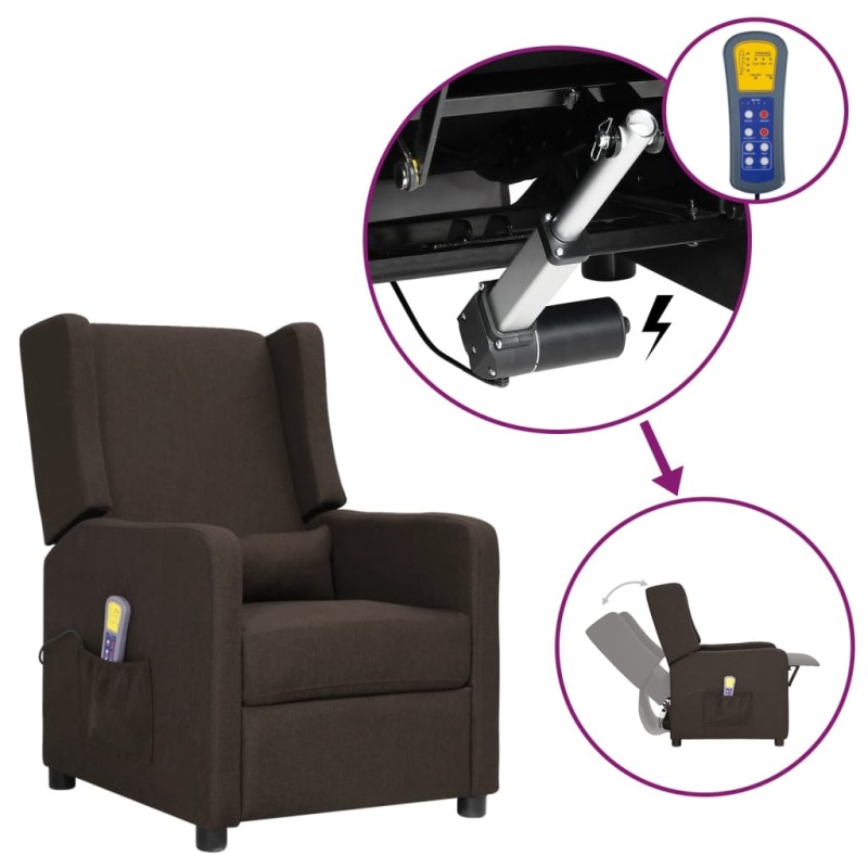 vidaXL Massagesessel mit Aufstehhilfe Dunkelbraun Stoff vidaXL Massagesessel mit Aufstehhilfe Dunkelbraun Stoff