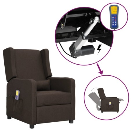 vidaXL Massagesessel mit Aufstehhilfe Dunkelbraun Stoff