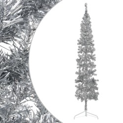vidaXL Künstlicher Halb-Weihnachtsbaum Ständer Schlank Silbern 240 cm