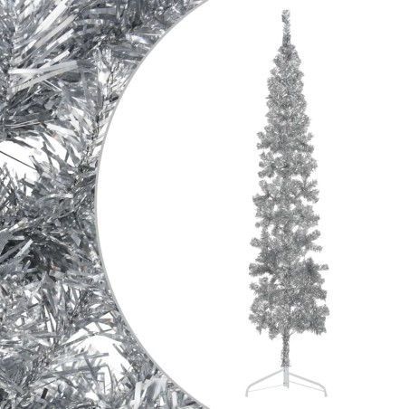 vidaXL Künstlicher Halb-Weihnachtsbaum Ständer Schlank Silbern 240 cm