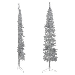 vidaXL Künstlicher Halb-Weihnachtsbaum Ständer Schlank Silbern 240 cm
