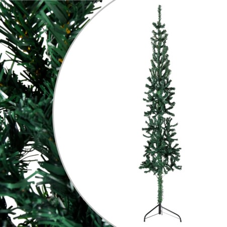 vidaXL Künstlicher Halb-Weihnachtsbaum mit Ständer Schlank Grün 180 cm