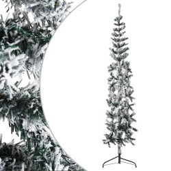 vidaXL Künstlicher Halb-Weihnachtsbaum mit Schnee Schlank 240 cm