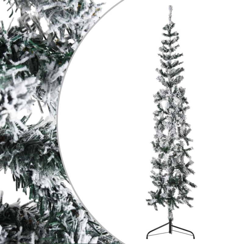 vidaXL Künstlicher Halb-Weihnachtsbaum mit Schnee Schlank 240 cm vidaXL Künstlicher Halb-Weihnachtsbaum mit Schnee Schlank 240 cm